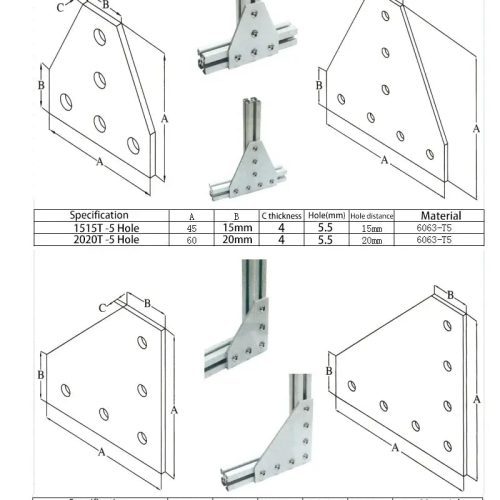 4Pcs Corner Bracket Plate L Shape 2020 Aluminum Extrusion 5 Holes for 20 Series Aluminum Profile jpg Q90 jpg